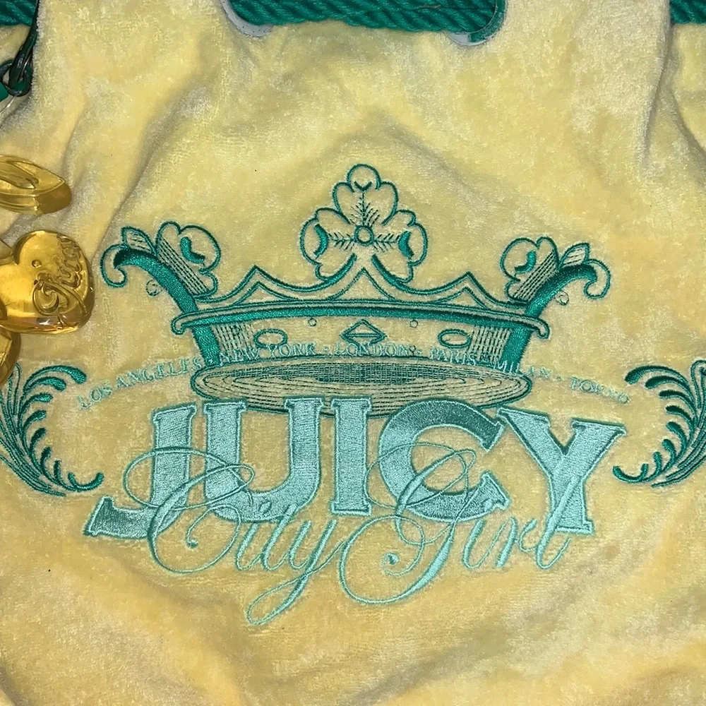 Original Juicy Couture Terry Cloth Drawstring Embroidered Handbag Purse